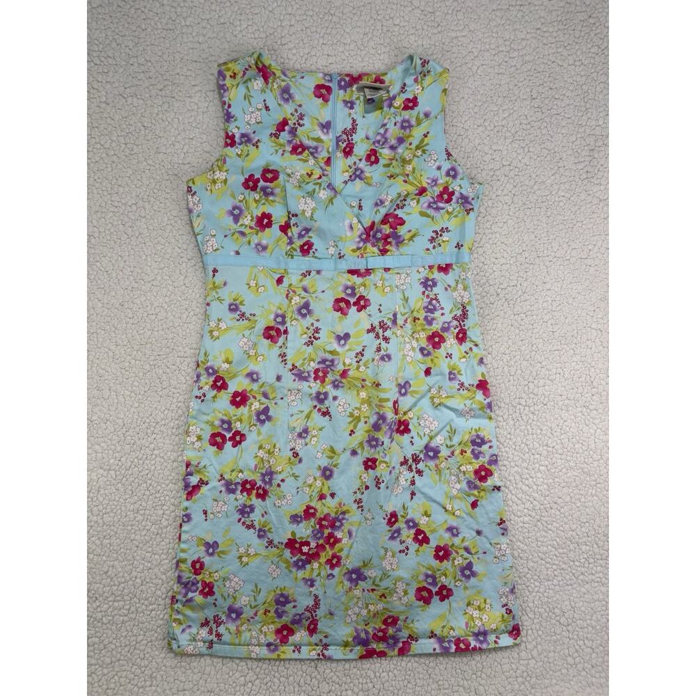 Faded Glory 90s‎ Y2K Floral Tank Dress Size 6 Stretch Bow Empire Waist Surplice